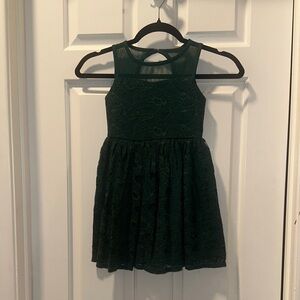 Zenzi Charming Forest Green Lace Kids Dress
